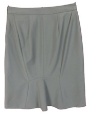 SK16550- ANN TAYLOR Women's Polyester Pencil Straight Skirt Ruffle Gray Size 4