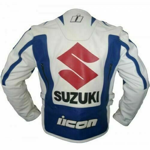 Suzuki ICON Motorcycle Leather Riding Jacket Motorbike Racing Jackets ...