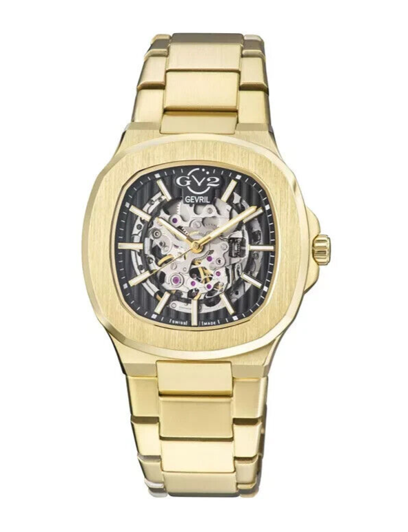 GV2 by Gevril Men's 18115 Potente Swiss Automatic Skeletal Gold IP GV2 by Gevril Men's 18115 Potente Swiss Automatic Skeletal Gold IP