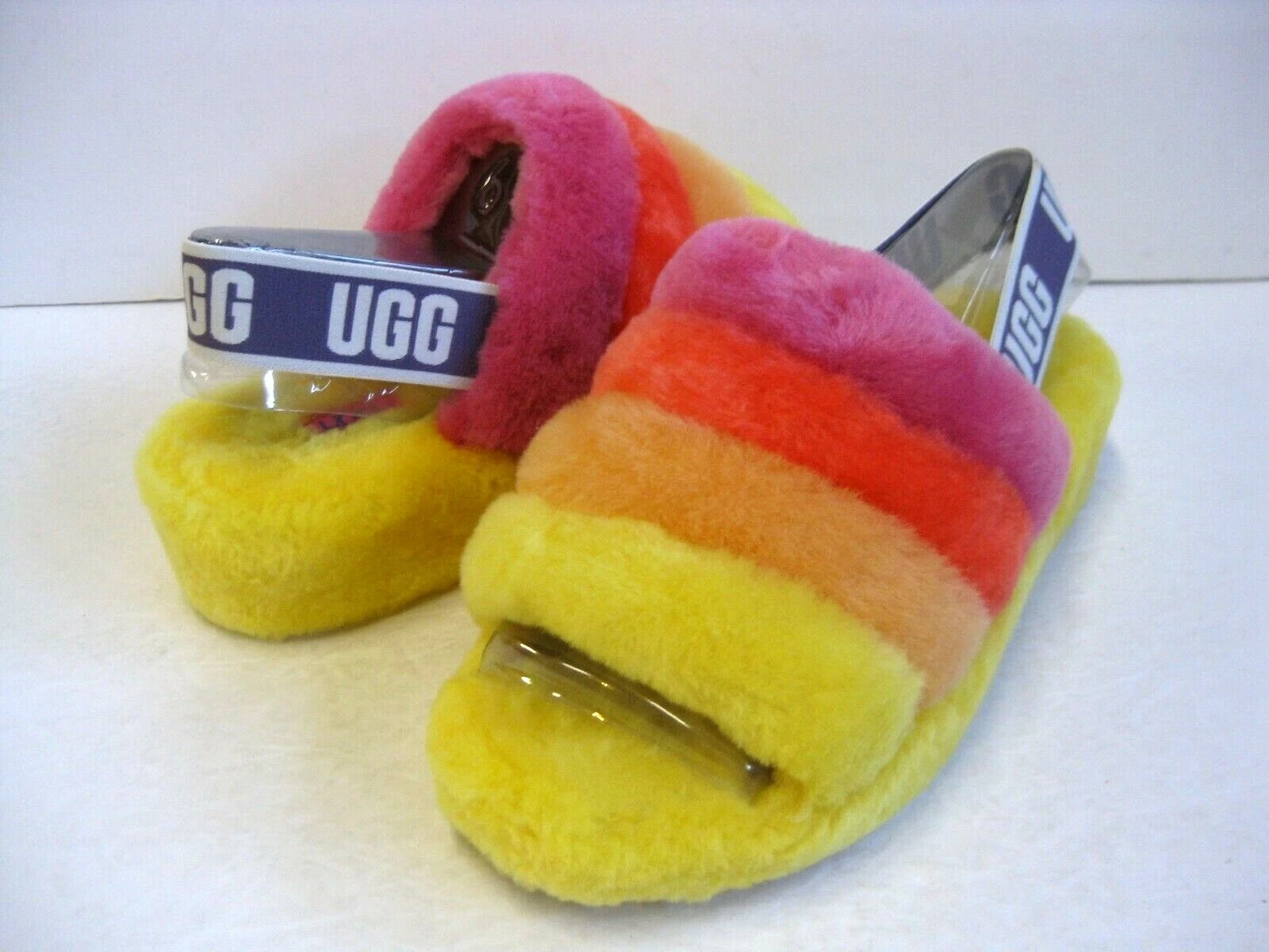UGG FLUFF YEAH SLIDE SANDALO DONNA LAVA FLOW MULTI US 7 UK 5 EU 38 JP 24
