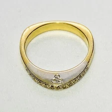 ZEN GG Certified 18K Two Tone Gold .19ctw Diamond Size 5.75 Engagement Ring 4.5g