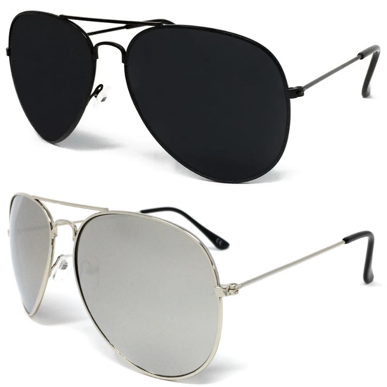 KINDER Sonnenbrille Metallgestell Pilot Jungen Mädchen silber verspiegelt schwarz Kinder UV