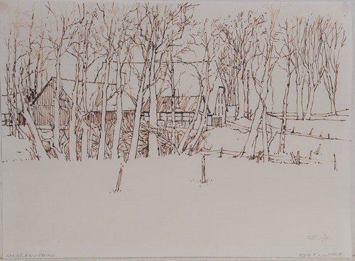 Eva Kausche-Kongsbak /Original Zeichnung Farbstift / Worpswede Waakhausen/1977