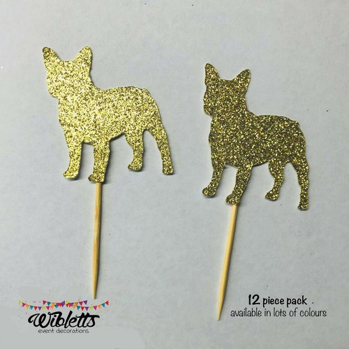 DOG THEME BIRTHDAY PARTY CUPCAKE TOPPERS, FRENCH BULLDOG, POODLE, DACHSHUND - Picture 4 of 26
