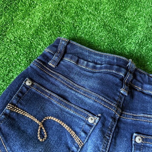 Justice Premium Jeans Dark Wash Distressed Fade Heart Logo Jeans Shorts Size 10S - Picture 11 of 12