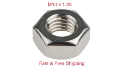 PSG X5 M10 x 1.25 Metric Fine Nuts Full Width Stainless Steel M10x1.25 Hex Hexagon