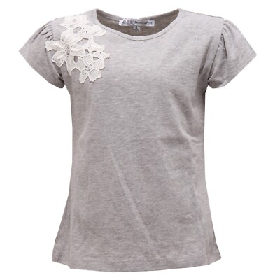 0445S maglia bimba GIRL PATRIZIA PEPE grigio/bianco ricamo t-shirt