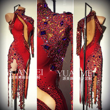 Women Tassel Latin Dance Dress Salsa Rumba Customized Ballroom Competition Skirt
