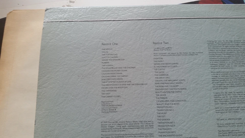 Bill Nelson Das Kabinet La Belle Et La Bete 2 Uk LP 1982 cocteau jcd4 cabinet of - Image 4 of 4