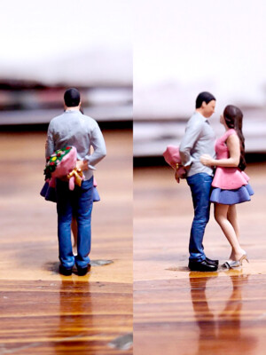 3D PRINT 1/64 Lovers Embrace flowers family fit 1:64 car street stand