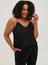 Torrid SOPHIE CHAINLINK CAMI - GEORGETTE BLACK Size 6 6X 30 NWT