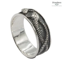 SilverNess Men's Jewellery Snake Band  Ring :925 Sterling Silver