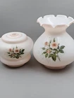 Vintage Parlor Lamp Replacement Shade & Body Frosted Pink Milk Glass Rose Design