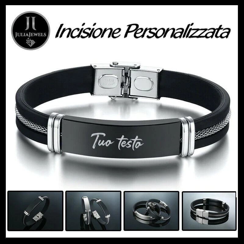 Bracciale Personalizzato In Argento Sterling Con Incisione Nome - Regalo Uomo E Donna, 4mm/5mm, Regolabile