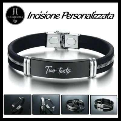 Bracciale Personalizzato Con Incisione Nome Frase Braccialetto Per Uomo Donna