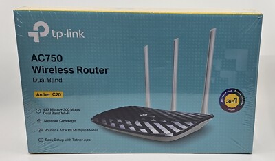 TP-LINK AC750 Archer C20 Wireless Dual Band Router Ver 5.8 New In Box