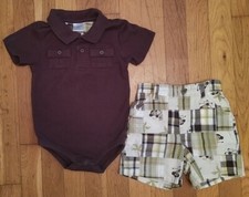 Gymboree Safari Theme 2 Pc Shirt and Shorts Set Size 18-24 Months