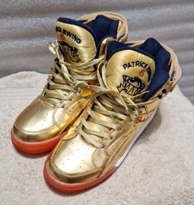 Patrick Ewing Eclipse Sneakers Gold Metal Men's Size 9 With Medal