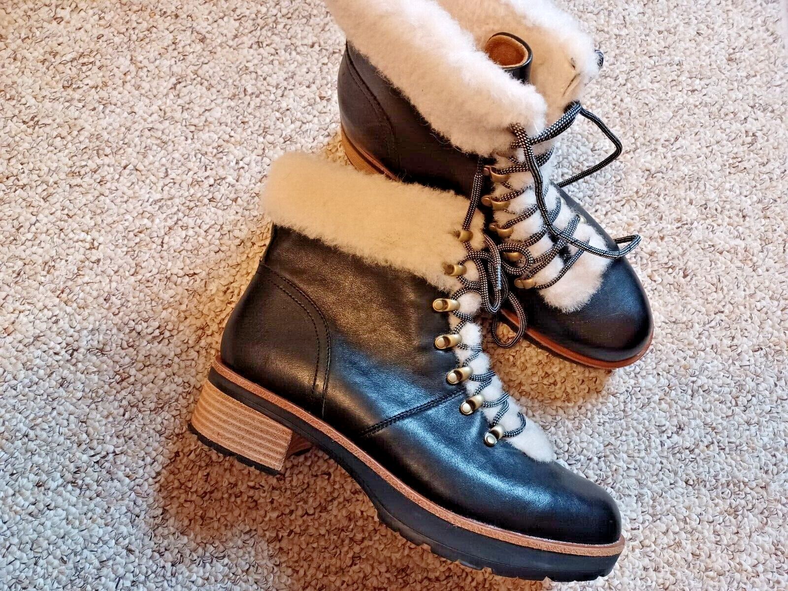 KorkEase Womens Winslet Black Leather Fashion Combat… Gem