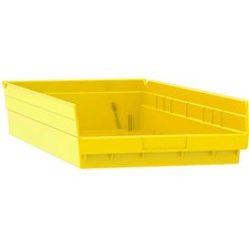 Akro-Mils Plastic Shelf Bin Nestable 11-1/8"W x 23-5/8"D x 4"H Yellow Lot of 6
