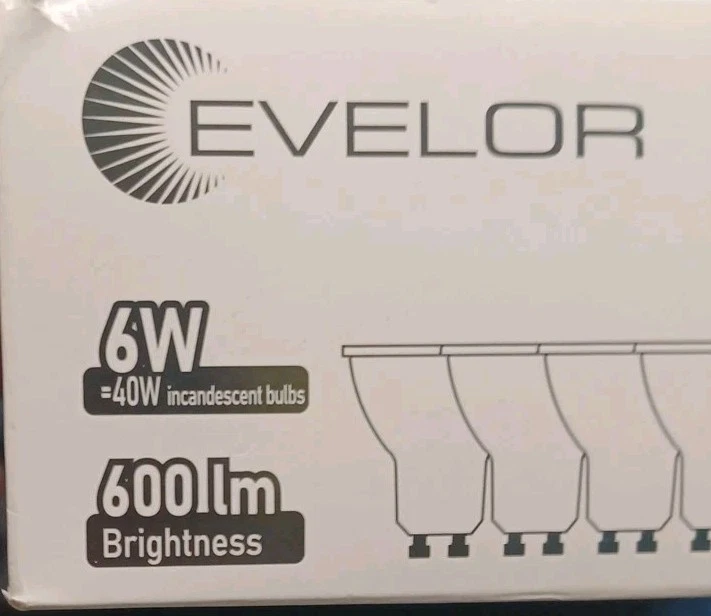 EVELOR GU10 LED Bulb Daylight (5000K) Dimmable 6 Pack 6W (40W) New - Image 4 of 4