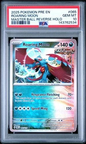 Roaring Moon Master Ball #65 2025 Pokemon Prismatic Evolutions PSA 10 Gem Mint