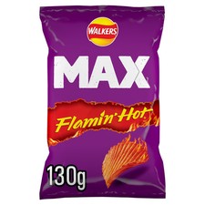 Walkers Max Extra Flamin' Hot Potato Crisps 130g