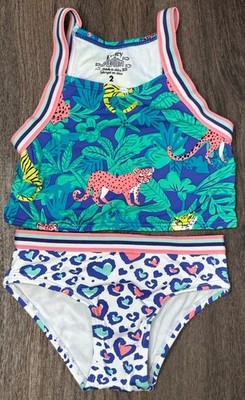 Hatley Swim Girls 2 Bikini Safari Animal Print Tropical