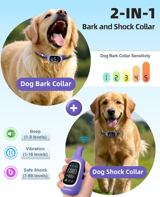 2-In-1 Dog Shock Collar and Bark Collar for Dogs – 3300FT Dog Training  Collar W