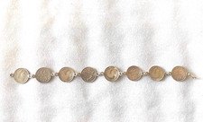 8 Silver Threepence Coins Bracelet 19cm Long, 7 Coins 1920 & Under, 1 from 1933