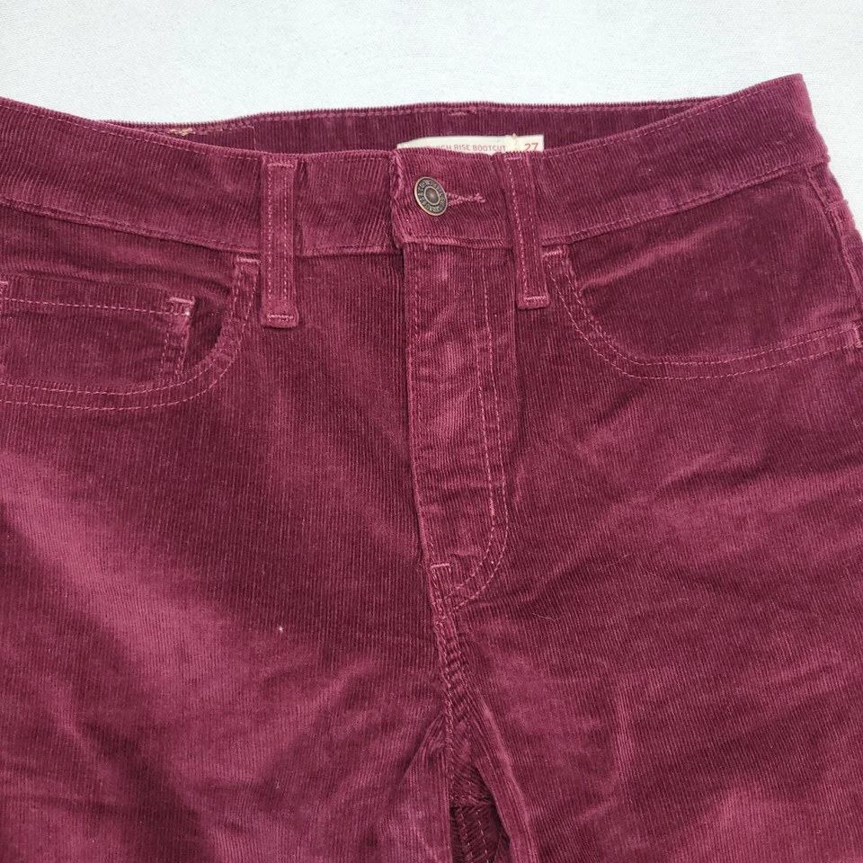 Levis 725 Pants Womens 27 Burgundy Corduroy High Rise Bootcut Stretch Preppy - Image 2 of 4