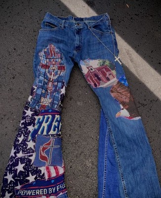 1/1 Handmade USA Flared Patchwork Graphic Denim 