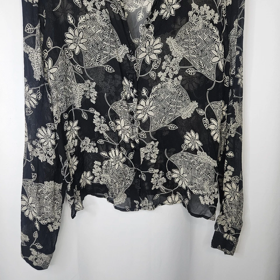 Blusa Camisa Para Mujer 100% Seda Con Botones Años 80 Talla Pequeña Semi Transparente Negocios De Colección  Foto 3 de 4