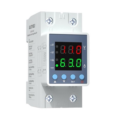 Multifunctional Over/Under Voltage Protector, 120VAC 63A, Current & Voltage A...