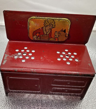 Vtg. 1930s Little Orphan Annie Tin Metal Red Stove For Doll House 2 Burner t92