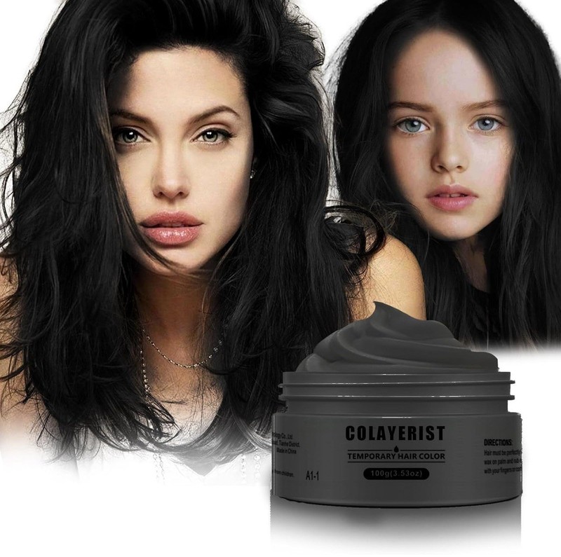 Black Hair Color Wax, Temporary Washable Hair Color Dye Wax, Natural Hairstyle