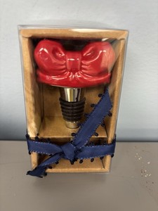 Red Bow Shaped Wine Stopper                     New In Box