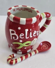 Polar Express Believe Mug And Spoon Candy Cane Stripe Spoon Christmas Mug Fun