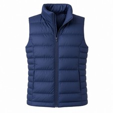 LL Bean Goose Down Puffer Vest Womens Sz XL Petite Navy Blue Full Zip Up