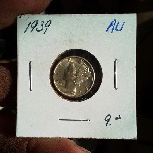 Antique Vintage 1939 Mercury Dime Silver 10C Coin circulated AU Grade