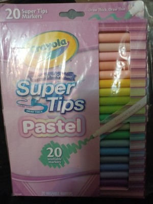 Crayola Super Tips 20 Washable Markers Pastel Colors NEW