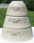 Vtg PYREX Forest Fancies Mushroom 3pc Nesting Mixing Bowl Set 401/402/403 MCM