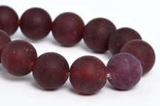 10MM Natural Matte Dark Purple Jade Gemstone Beads AA Round Loose Beads 7.5"