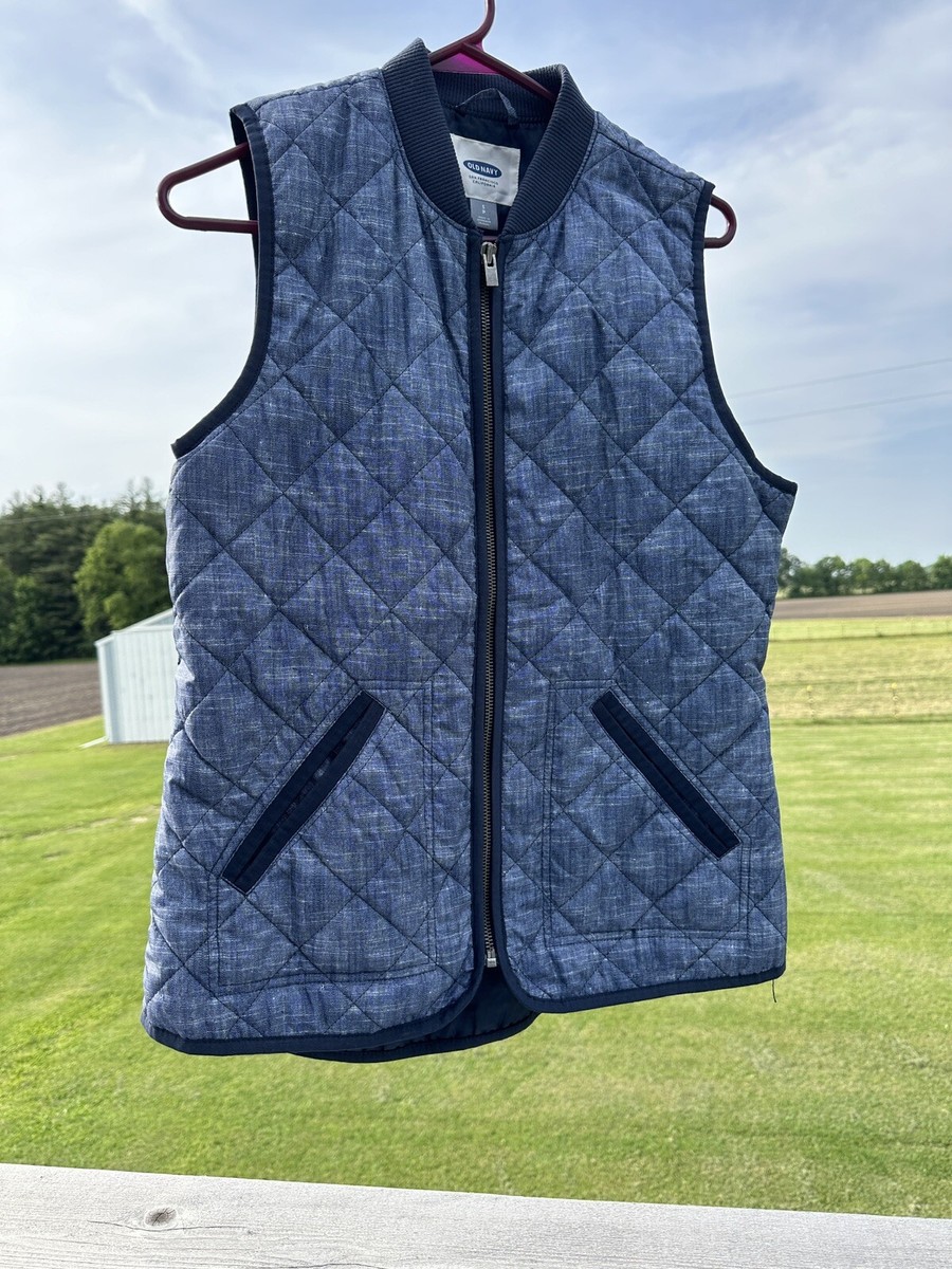 Old Navy V/300717 FA15 Chambray Denim Blue Quilted Zipper