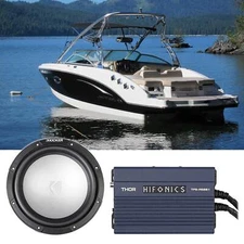 KICKER 45KMF102 10" Free Air Marine Subwoofer Sub KMF10+Hifonics Mono Amplifier