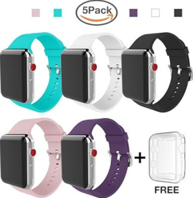 For Apple Watch Band 38mm Soft Silicone Sport Strap Replacement Bands for iWatch