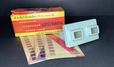 アンティーク　コレクション　LESTRADE SIMPLEX 立体視スコープ Vintage Lestrade Simplex Stereoscope Slide Viewer & 3 Slides In