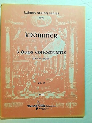 Krommer Opus 54, 'Three Duos Concertants' for Two Violins