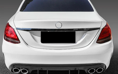 Black Steel Rear Door Tailgate Trunk Cover Trim For Benz C-Class W205 2015-2021 - Foto 9 di 11