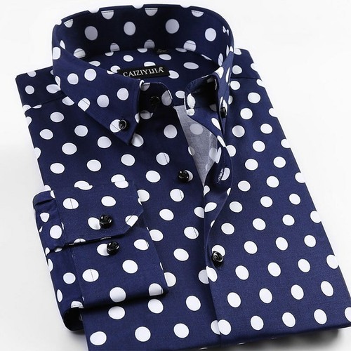 mens blue polka dot dress shirt